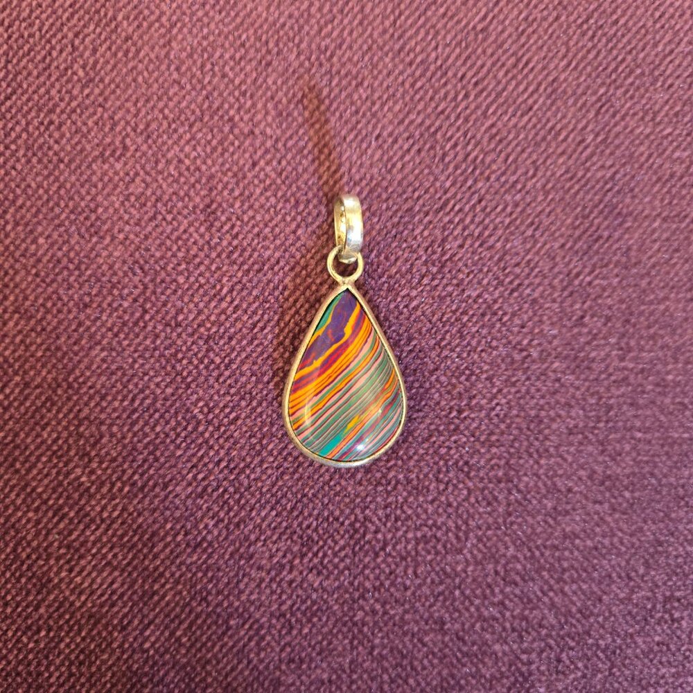 Sterling Silver & Rainbow Agate Pendant